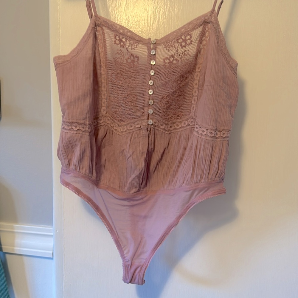 Free people Sheer bodysuit - women’s large, thong. Snap gusset, never worn